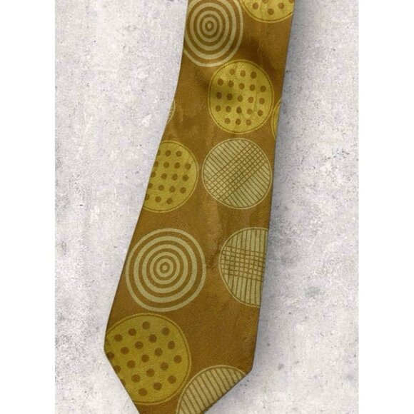 BYBLOS 100% Silk Tie ITALY Brown Gold Geometric W:3.6" EUC - Picture 6 of 6